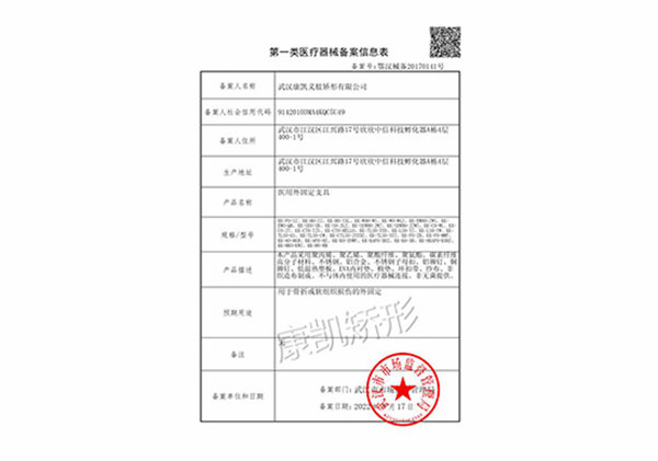醫(yī)用外固定支具備案表